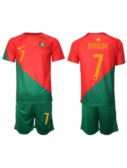 Portugal Cristiano Ronaldo #7 Heimtrikotsatz für Kinder WM 2022 Kurzarm (+ Kurze Hosen)
